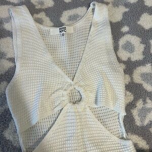 White Textured Women's Dress